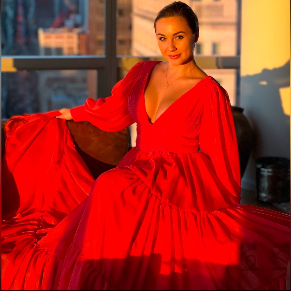 Stunning red custom made gown.